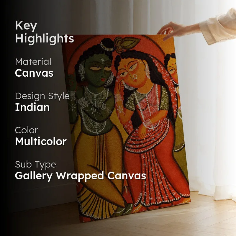 Radha Krishna Folk Canvas Wall Art & Paintings media 2