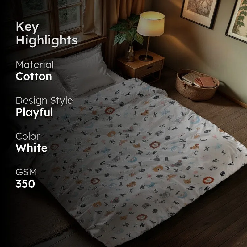 Warmora Cartoon Cotton Comforter (White) - 350 GSM media 2