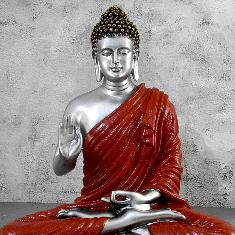Sacred Aura Buddha Marble Idol - Maroon media 5