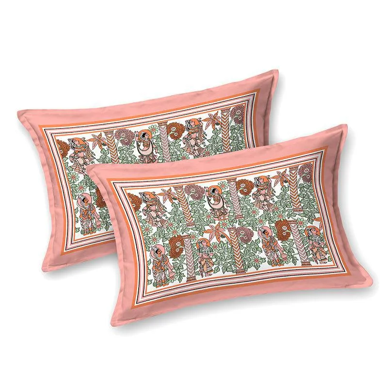 Saumya Serenity Floral Cotton Bedsheet (Peach) - 150 TC media 6
