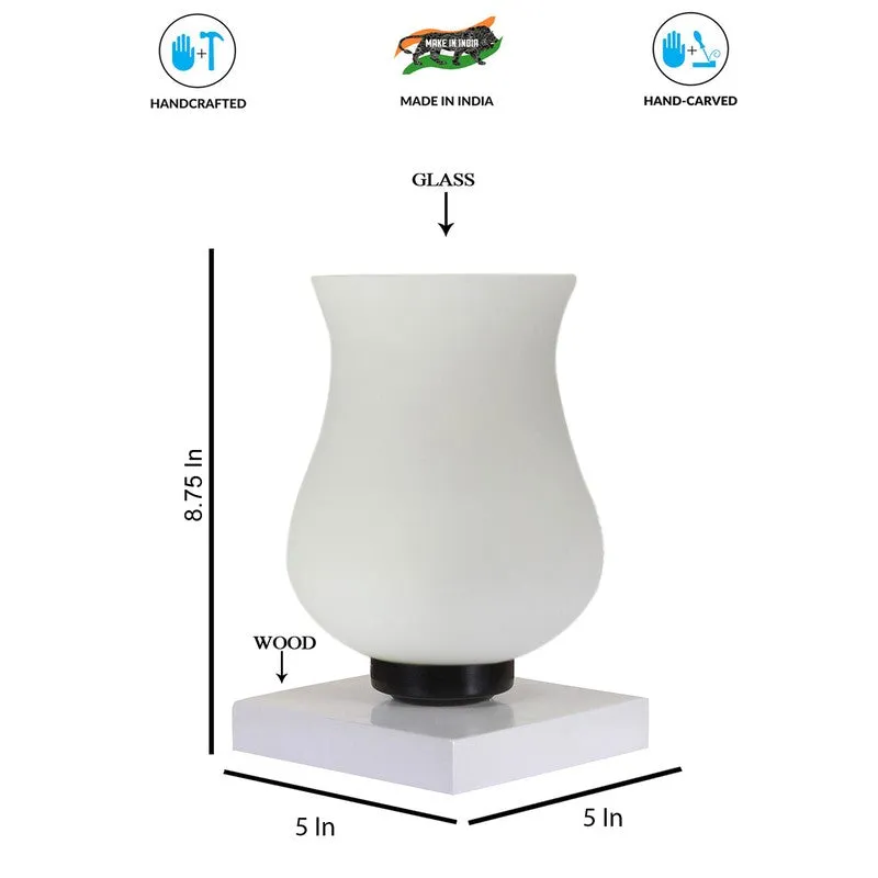 Flazora Mosaic Glass Table Lamp With Wooden Base - White media 9