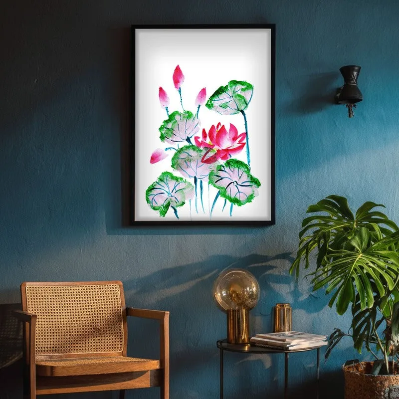 Lotus & Buds Archival Paper Wall Art With Frame media 5