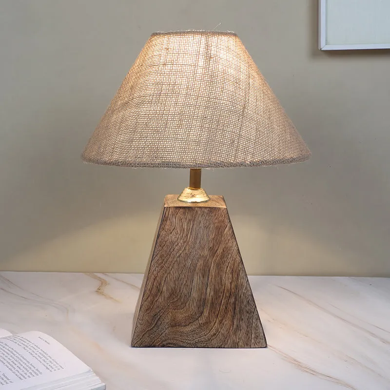 Tatami Obelisk Jute & Mango Wood Table Lamp - Brown,Beige media 1