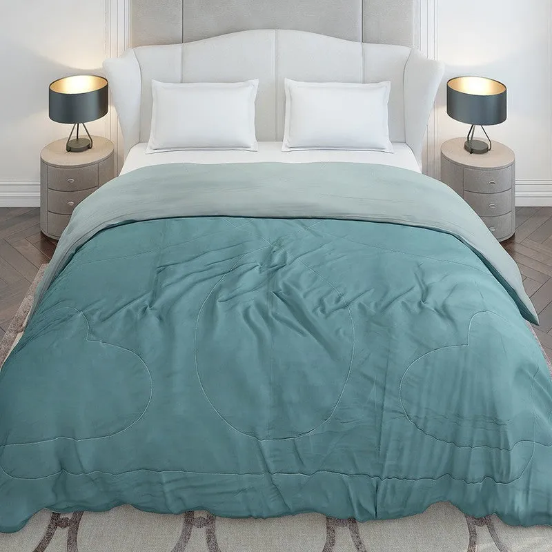 Monte Carlo Softelle Solid Polyester Reversible Comforter (Green & Grey) - 110 GSM media 5