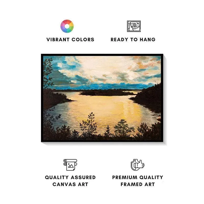 Serene Sunset Canvas Wall Painting - Black Frame media 4