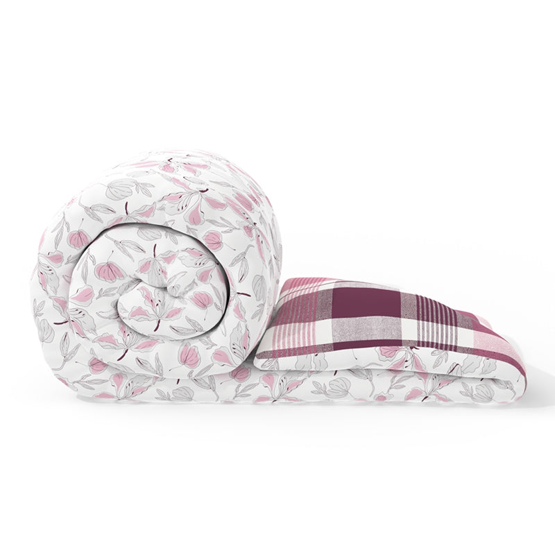 Frances Reversible Floral Cotton Microfiber Comforter (Pink) - 120 GSM media 7