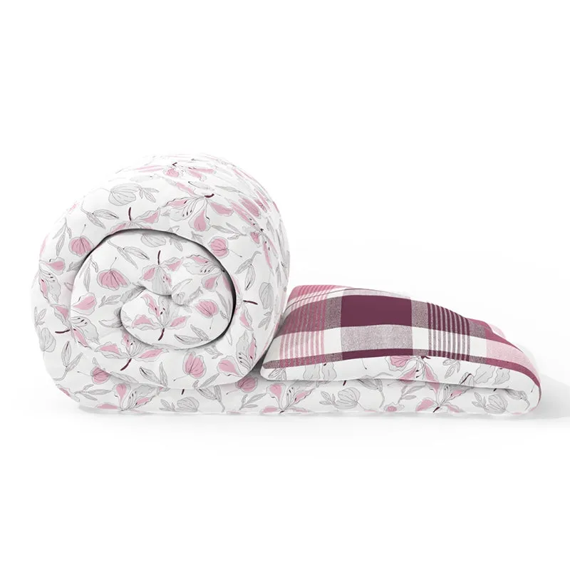 Frances Reversible Floral Cotton Microfiber Comforter (Pink) - 120 GSM media 7