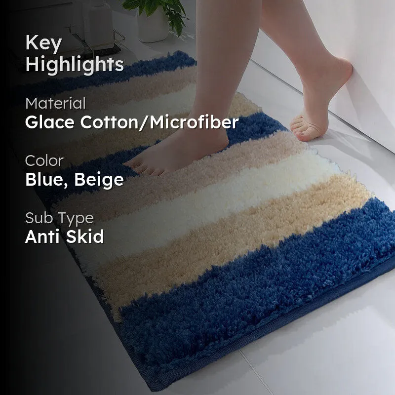 Jericho Luxe Bath Mat - Blue, Beige media 2