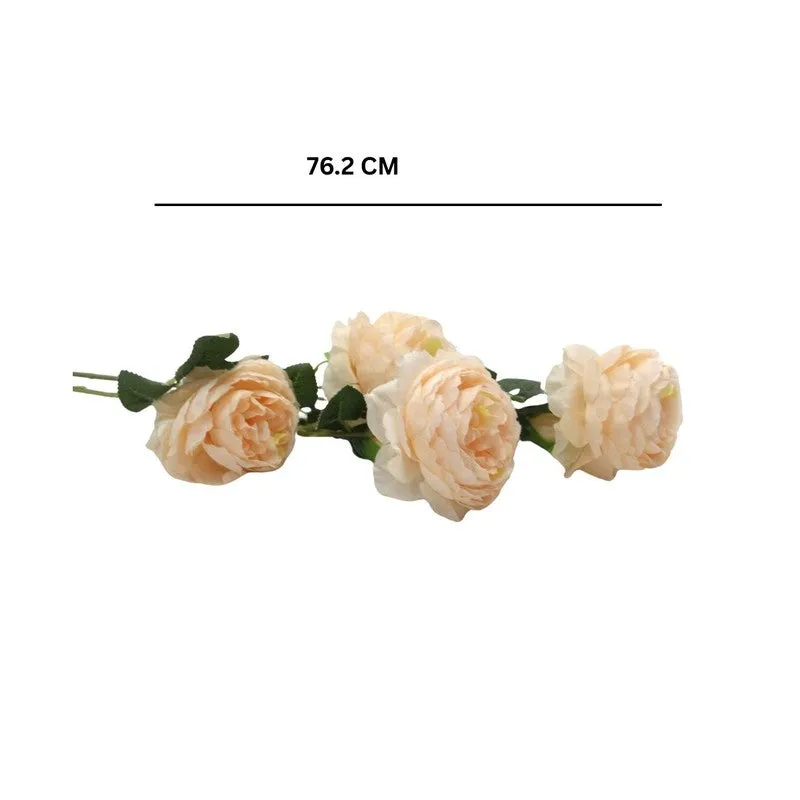 Lifelike Artificial Rose Flower With Natural Touch (Peach) - Set of Three media 6