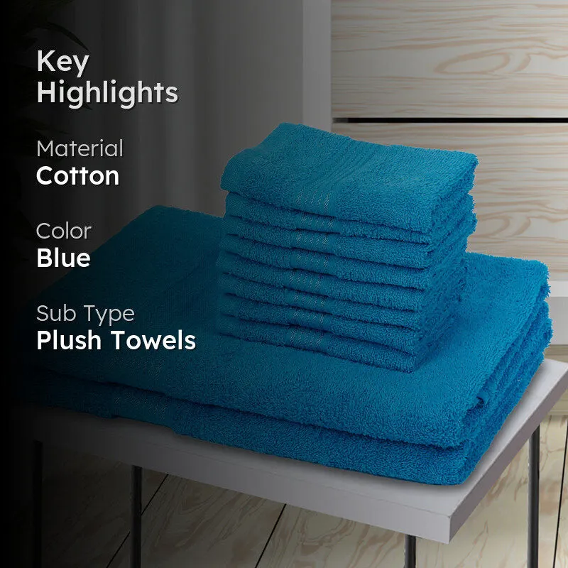 Eva Quick Dry Towel Combo (Blue) - Ten Piece Set media 2