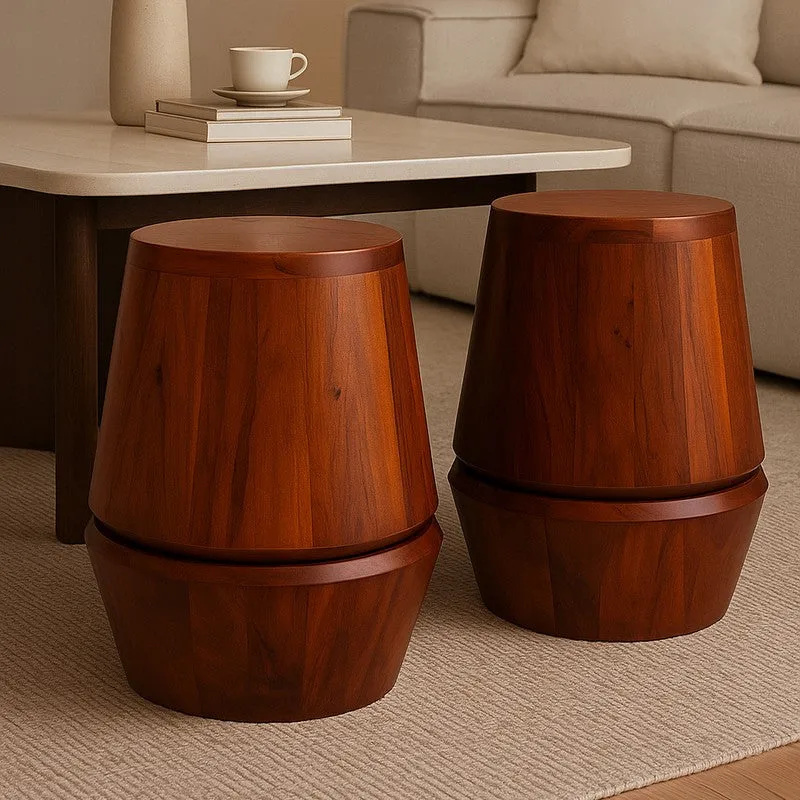 Drum Barrel Acacia Wood Coffee Table media 1