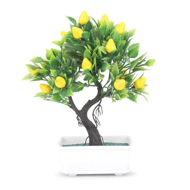 Leafora Lemon Artificial Plant With Plastic Pot(Yellow) - 0.8 Feet media 3