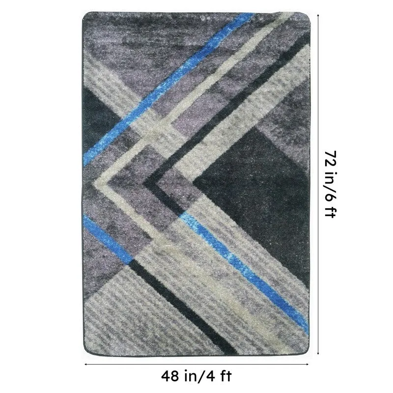 Orylen Abstract Micro Fiber Area Rug - Grey,Blue media 7