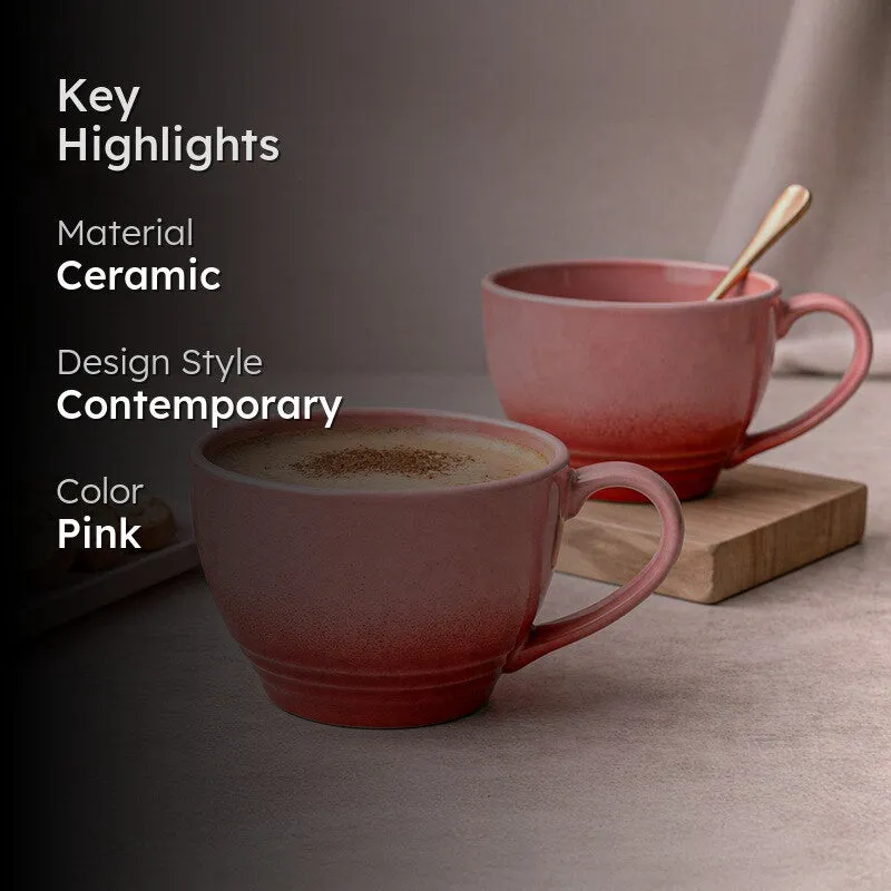 Whimsi Ceramic Coffee Mug (500 mL Each,Pink) - Set Of Two media 2