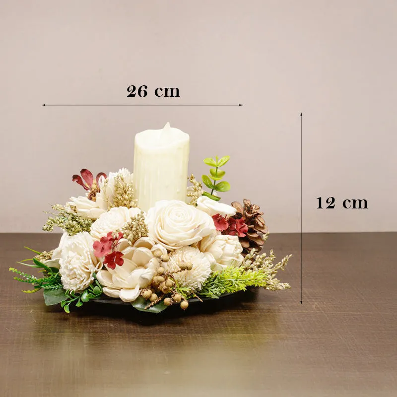 Tia Solawood Floral Tray With Battery Candle media 6