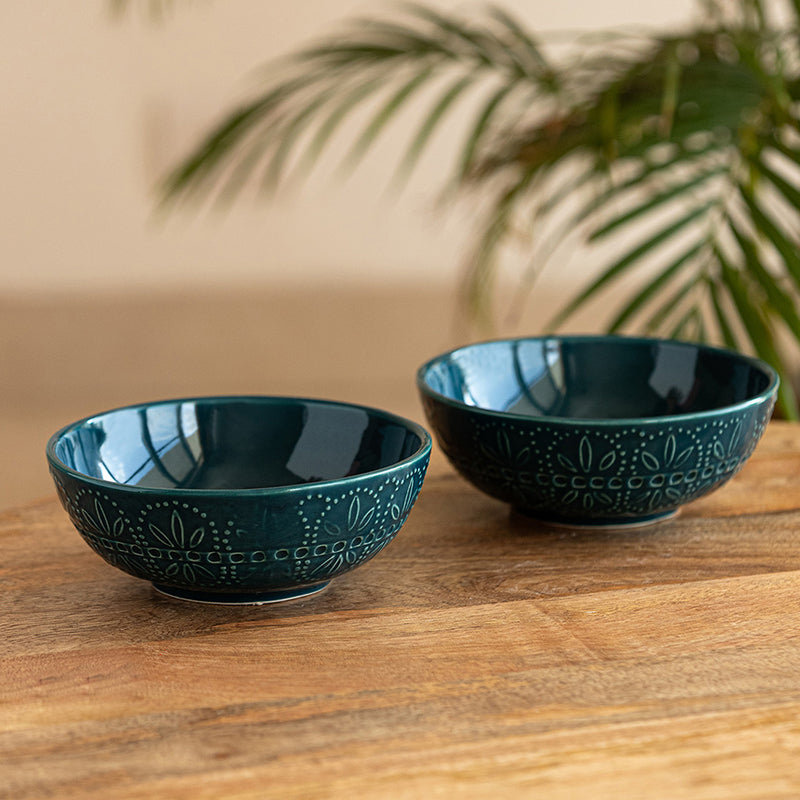 Pushti Ceramic Serving Bowl (600 mL) - Set Of Two
