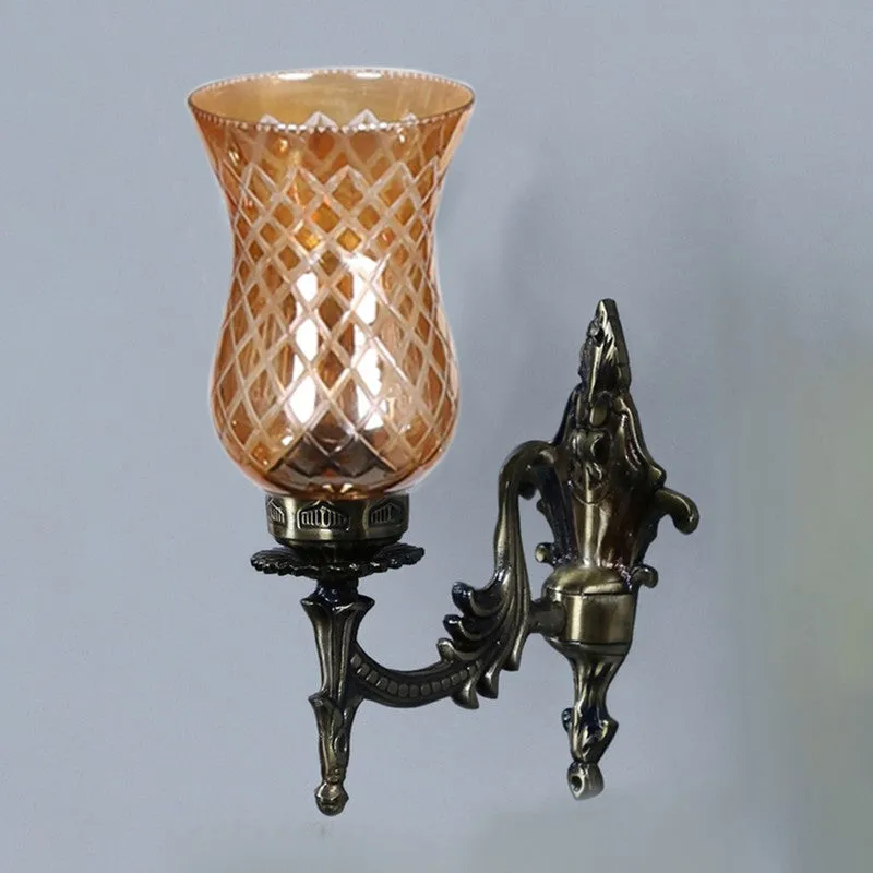 Honey Glow Gothic Amber Glass Wall Lamp media 5