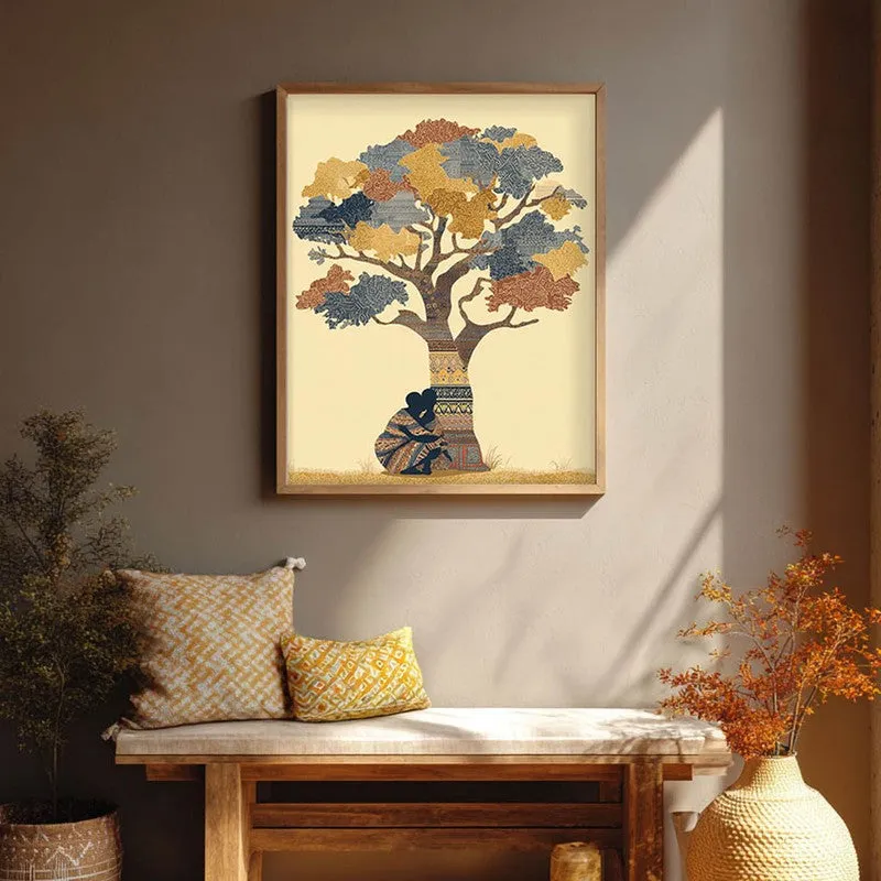 Kalpavriksha Canvas Wall Painting With Brown Frame media 4