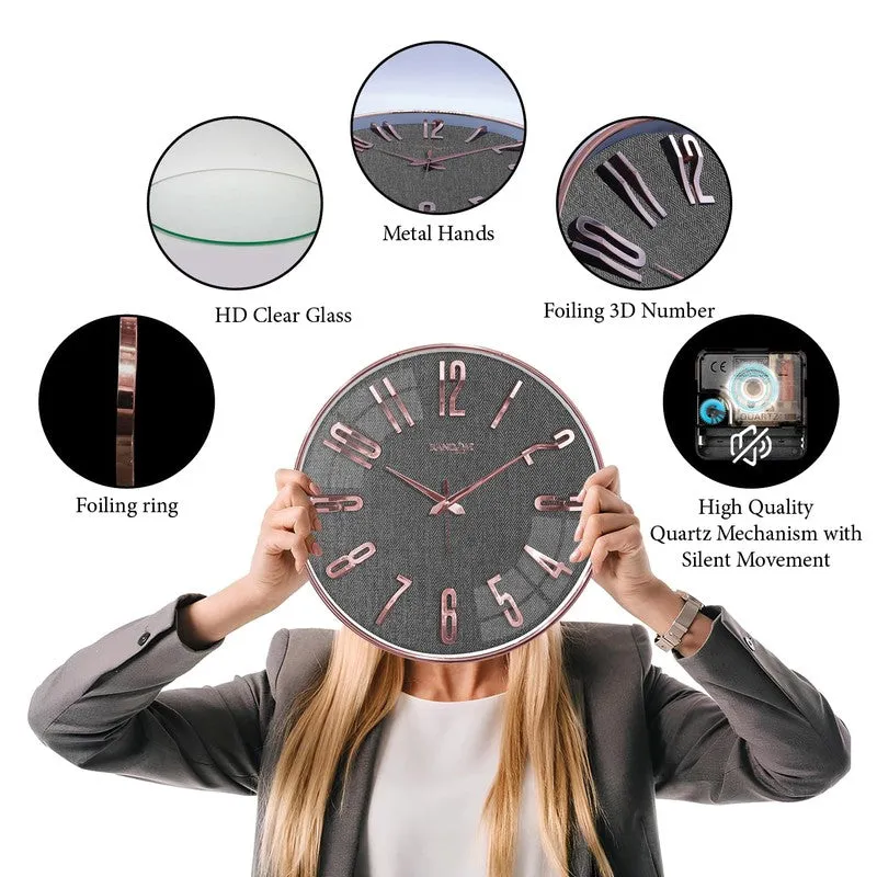 Elite Numeric Plastic Wall Clock - Rose Gold & Grey media 7