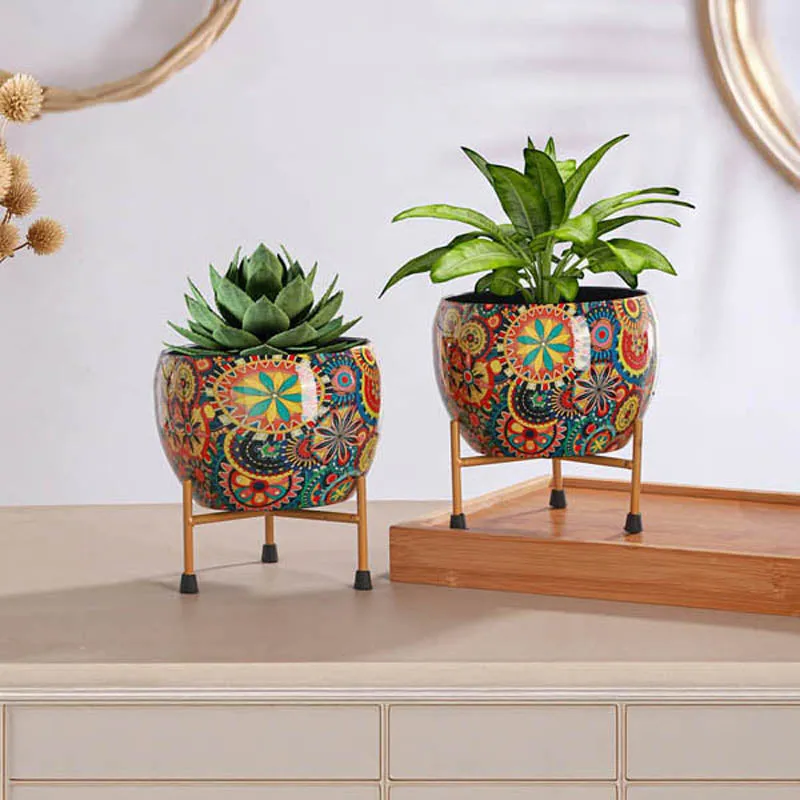 Mithuna Ethnic Handcrafted Planter With Stand - Four Piece Set media 7