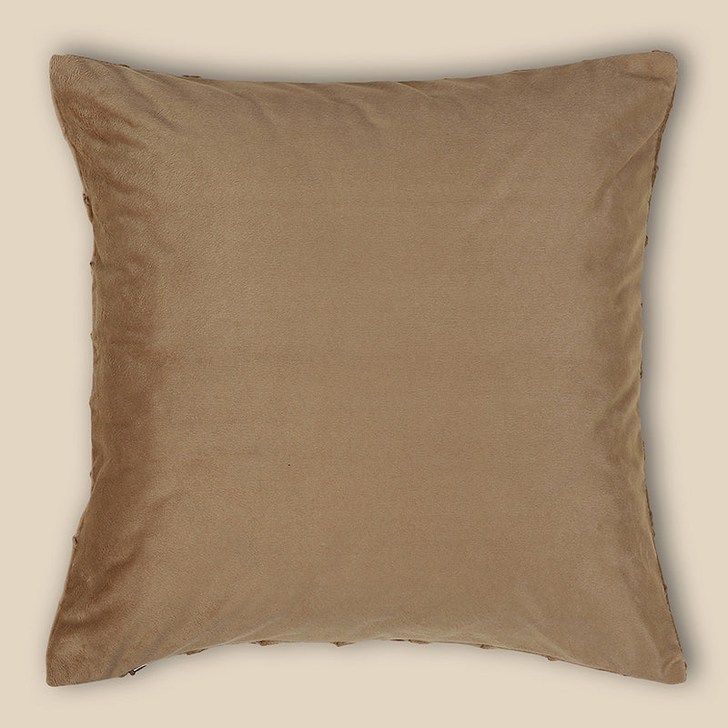 Swayam Lohita Pintex Velvet Cushion Cover (Light Brown) - Set of Two media 5