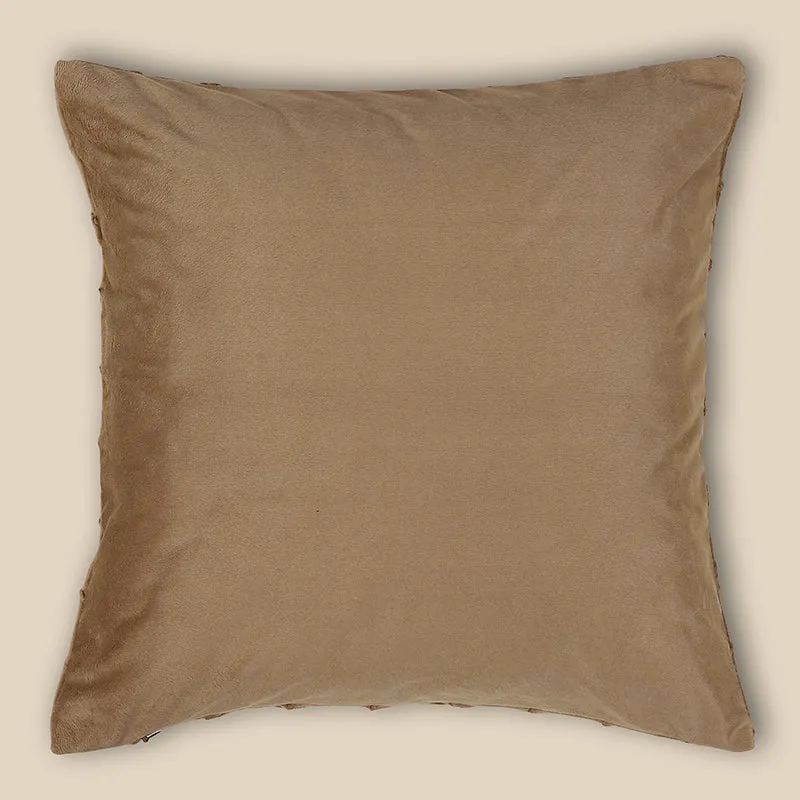 Swayam Lohita Pintex Velvet Cushion Cover (Light Brown) - Set of Two media 5