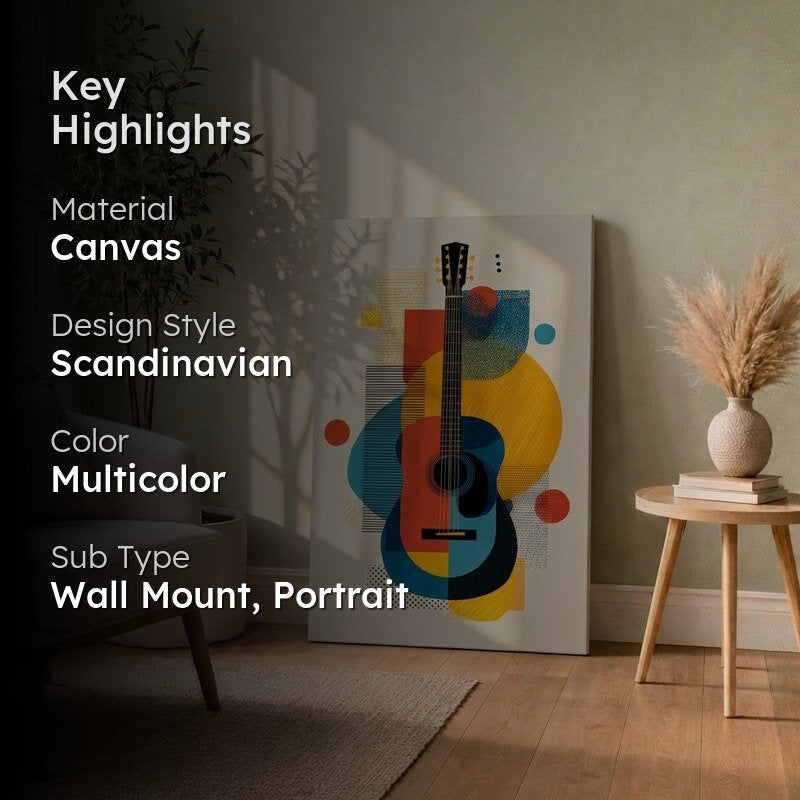 Riffa Geometric Guitar Canvas Wall Art media 2