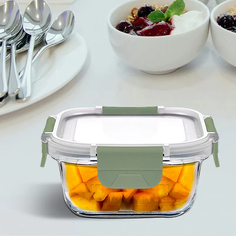 Bergner Glass Vault Airtight Glass Tiffin Box (Green) - 320 mL media 1