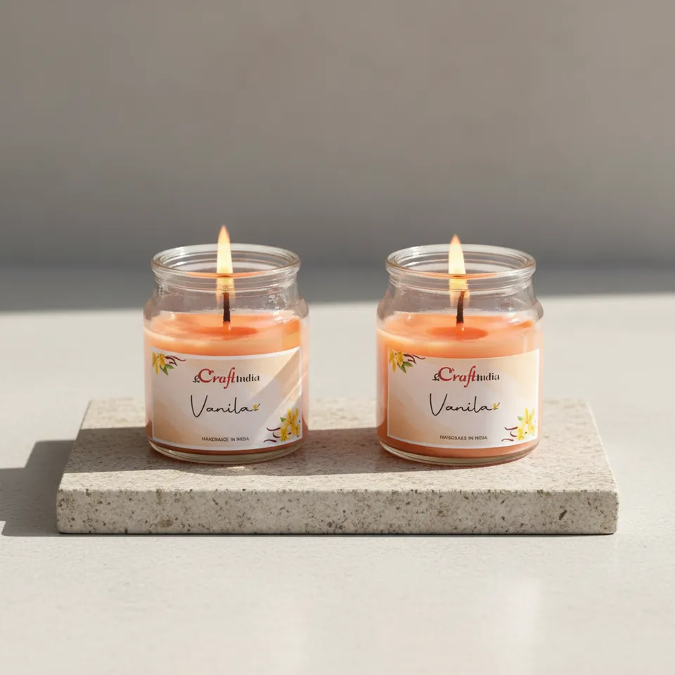 Nithya Vanilla Scented Jar Candle - Set Of Two media 1
