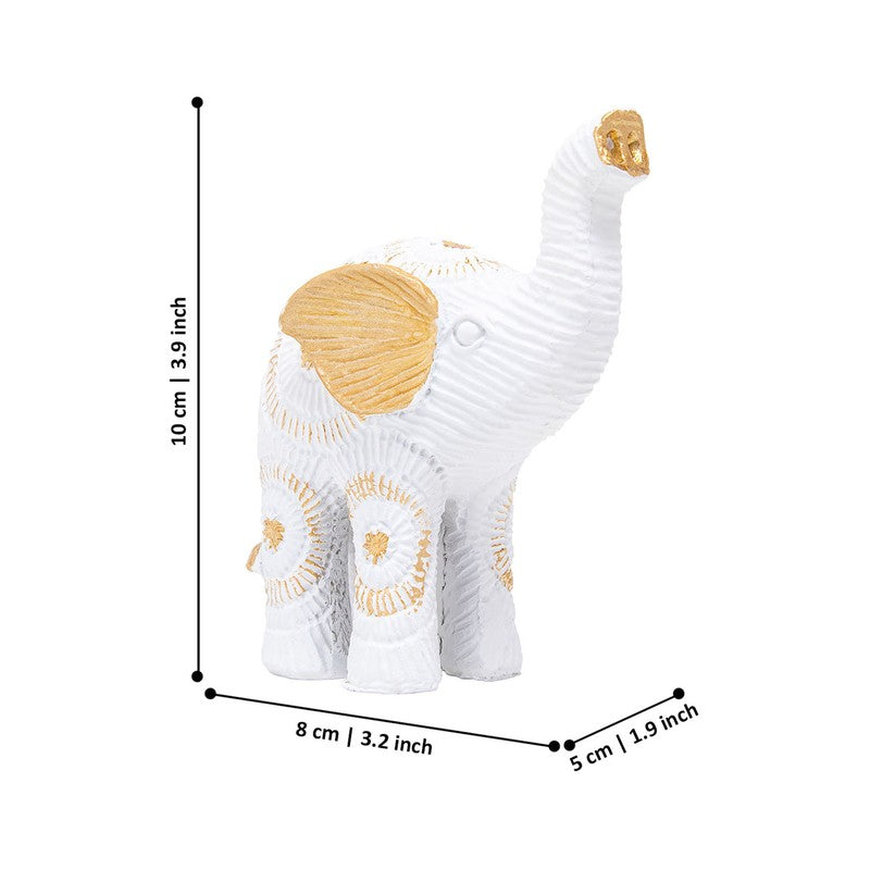 Elegant White & Gold Polyresin Elephant Showpiece Duo - Set Of Two media 8
