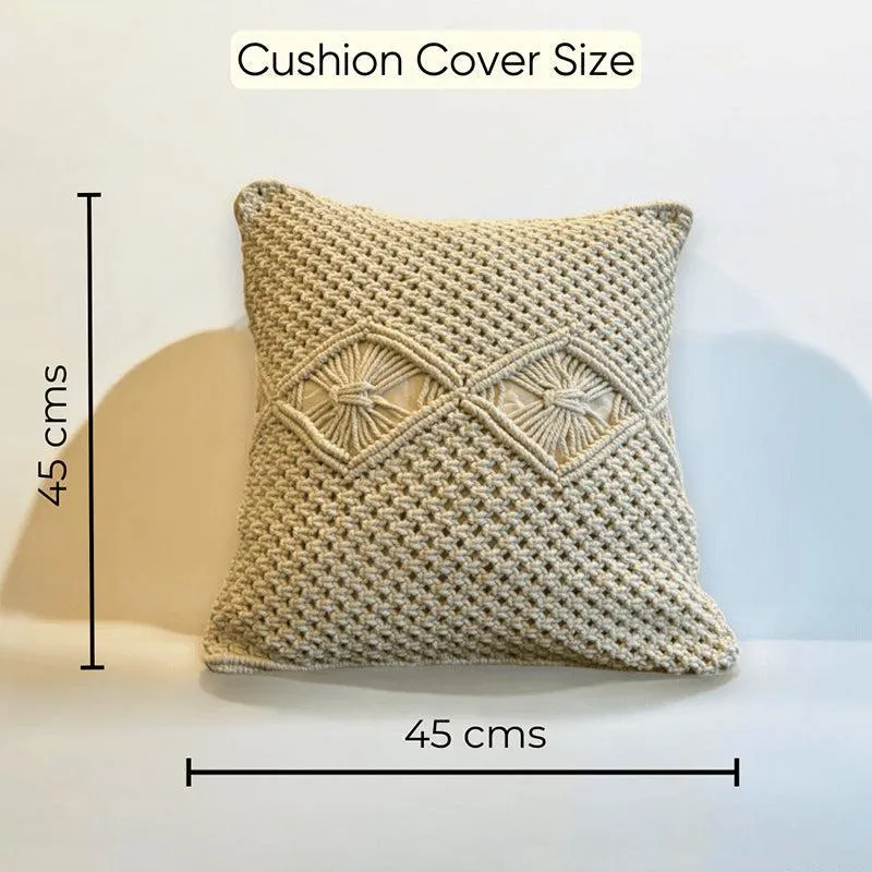 Nordic Knots Macrame Diamond Design Cotton Cushion Cover - Set Of Three media 5
