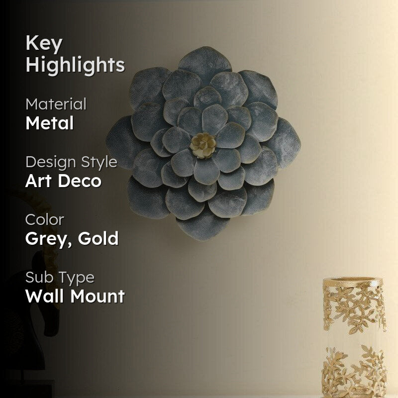 Daisy Bloom Metal Wall Accent- Grey media 2