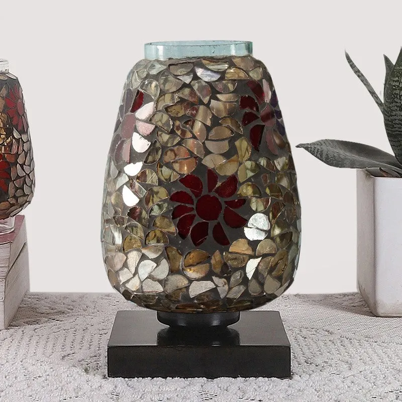 Sparkleon Mosaic Glass Table Lamp With Wooden Base - Multicolor media 4