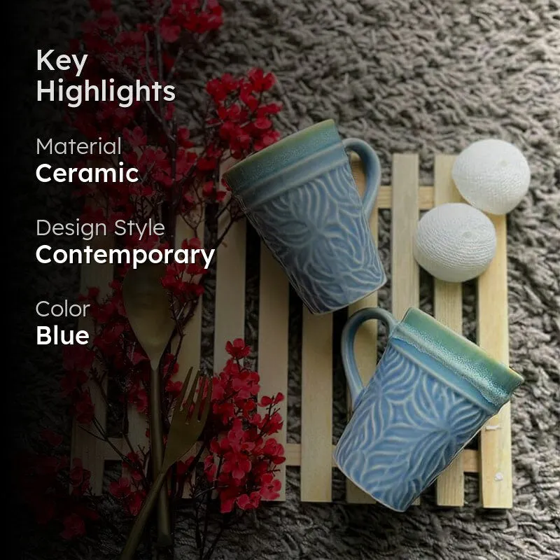 Mari-Mug-Light-Blue-Set-Of-Two Ceramic Coffee Mug (300 mL Each) - Set of Two media 2