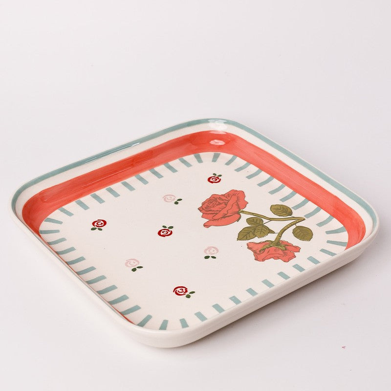 Tea Garden Handpainted Square Platter media 4
