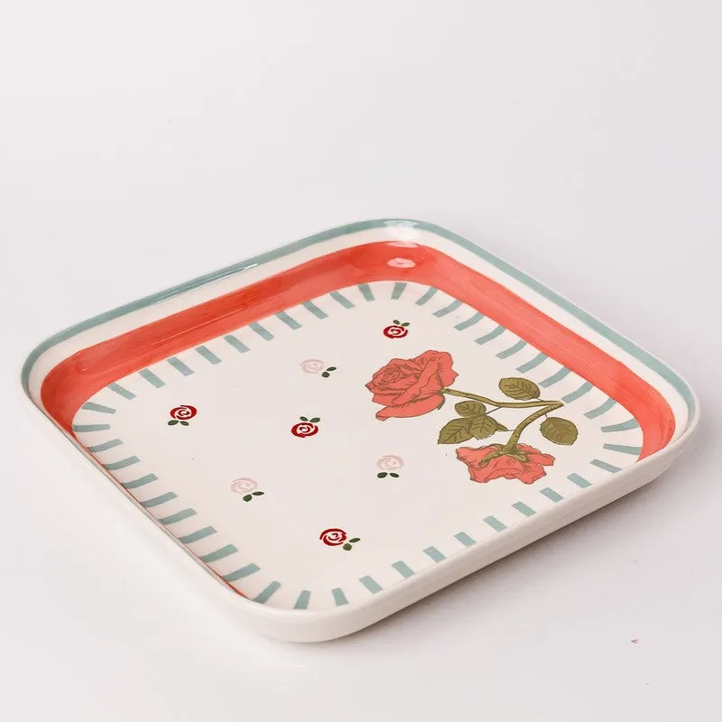 Tea Garden Handpainted Square Platter media 4