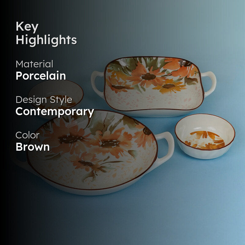 Sunflower Glow Porcelain Serving Set - Four Piece Set media 2