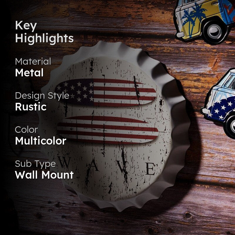 Wave Board Bottle Cap Metal Wall Accent media 2