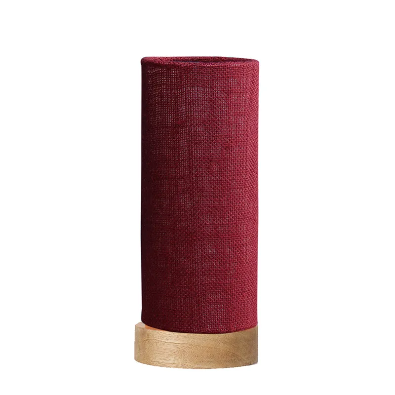 Nyra Tower Wooden Table Lamp With Jute Shade - Maroon,Brown media 7