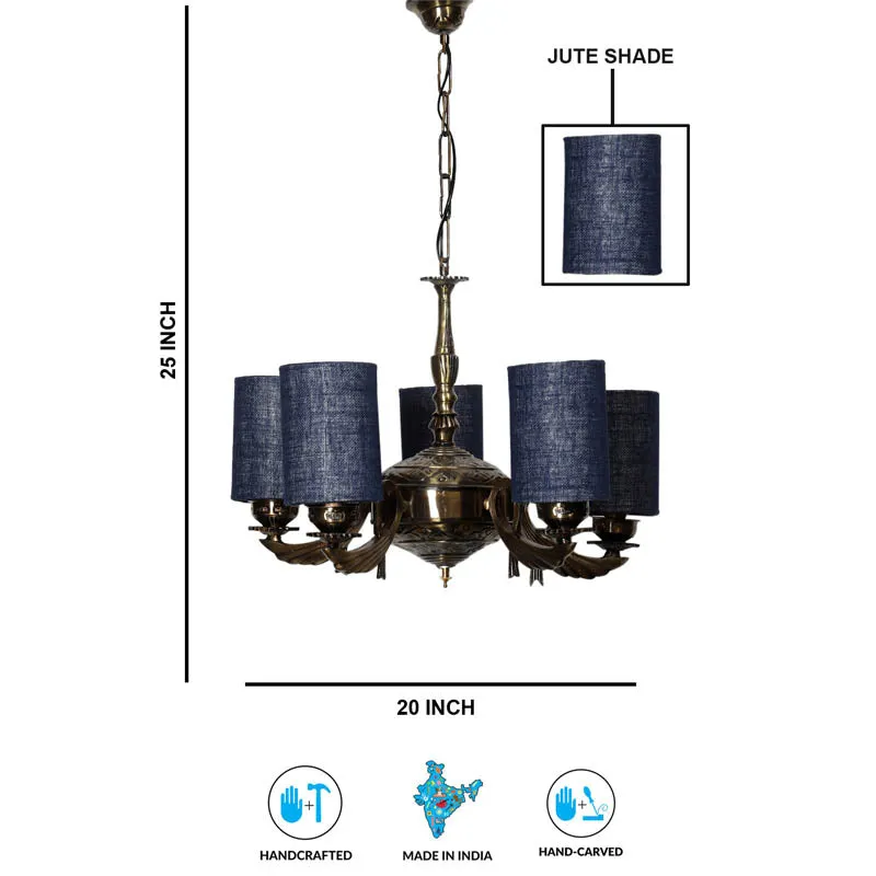 Oceanic Cylindrical Golden Antique Ceiling Lamp media 6