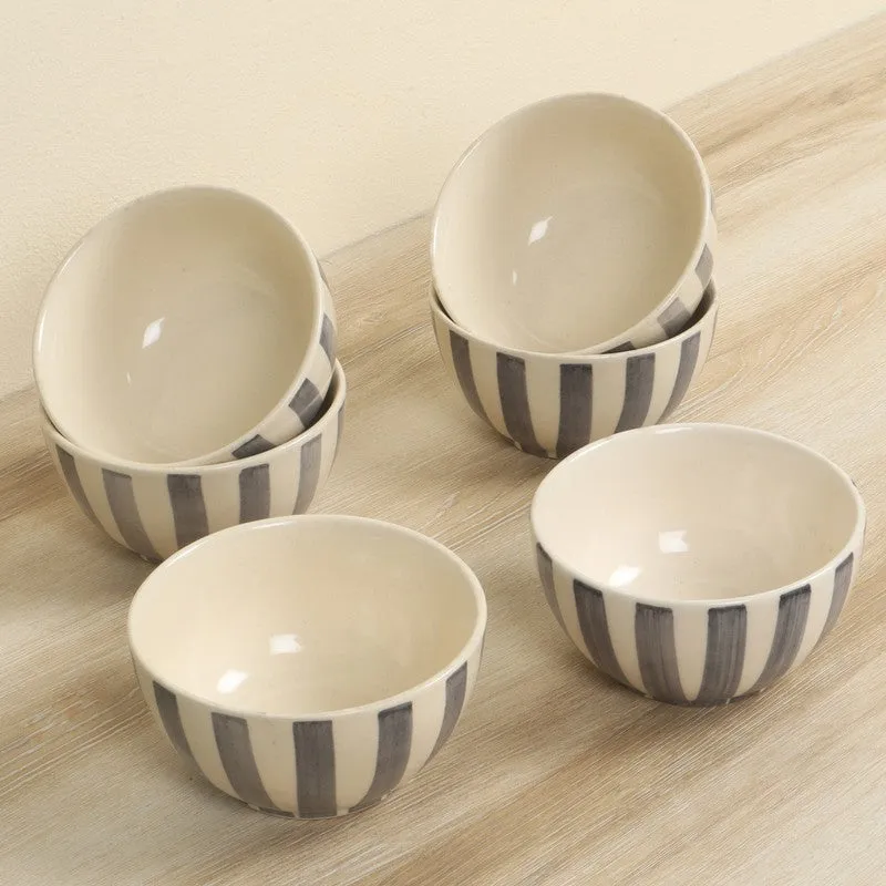 ServeScape Snack Bowls (Grey,White,200 mL Each) - Set Of Six media 4