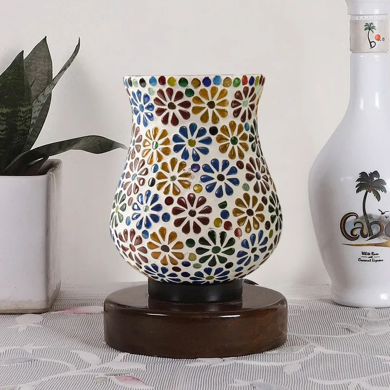 Stellix Mosaic Glass Table Lamp With Wooden Base - Multicolor media 4