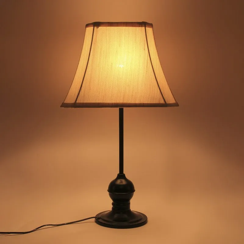 Glowflare Cotton Table Lamp With Iron Base - Beige media 3