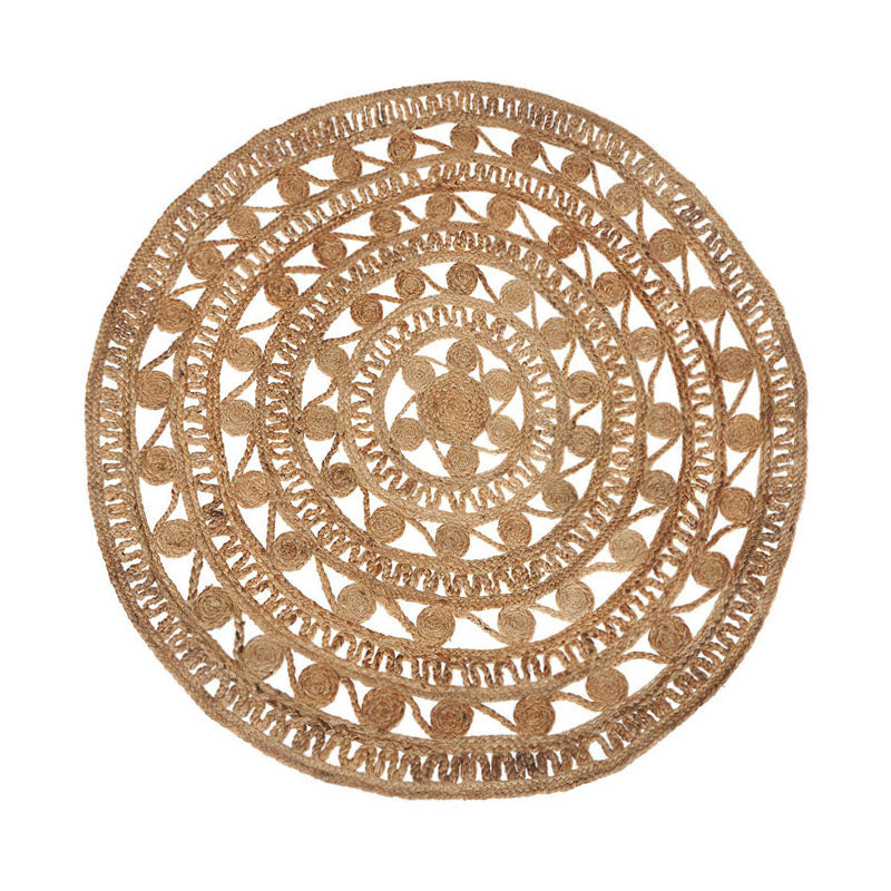 Knot Theory Braided Jute Area Rug - Beige - 3 x 3 ft