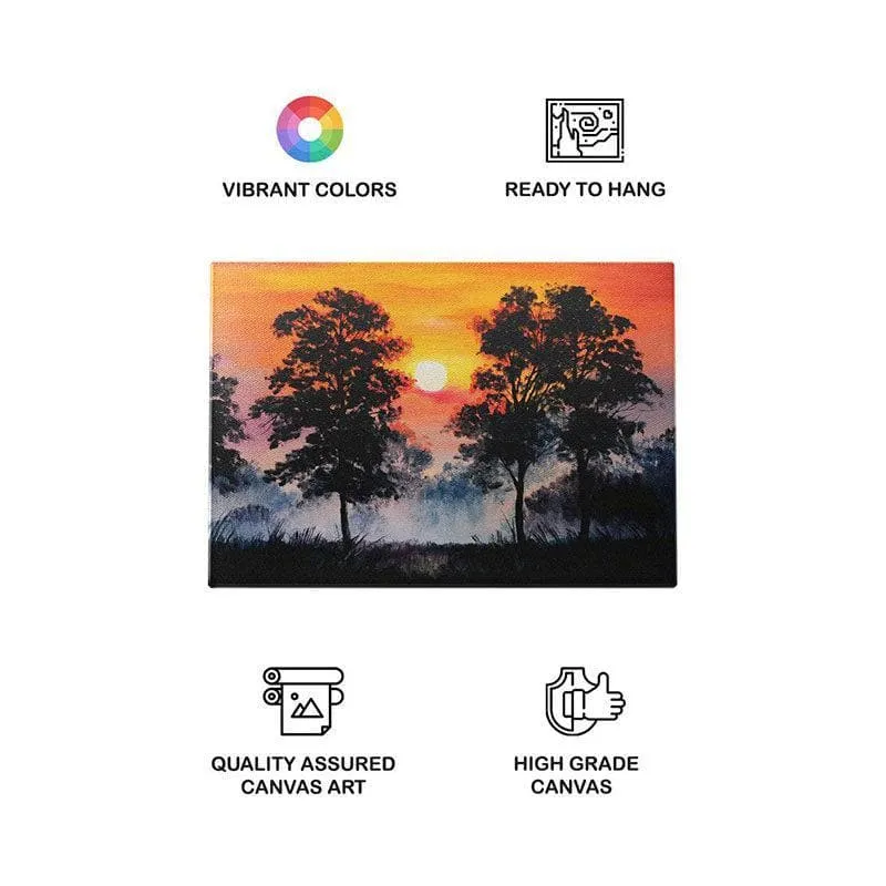Foggy Sunset Canvas Wall Painting - Gallery Wrap media 4