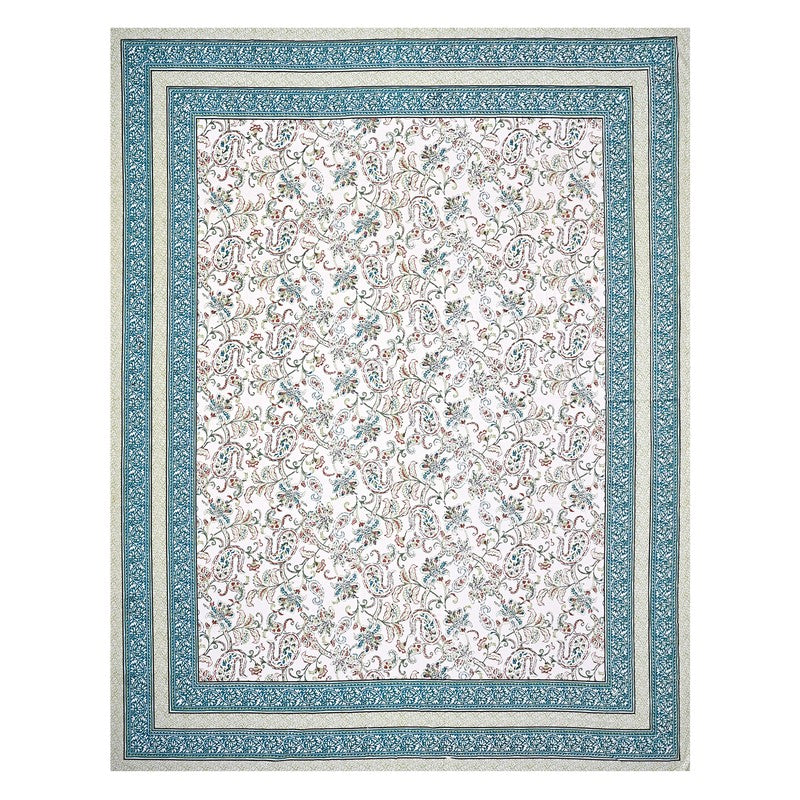 Weavon Floral Cotton Bedsheet (Blue & White) - 240 TC media 5