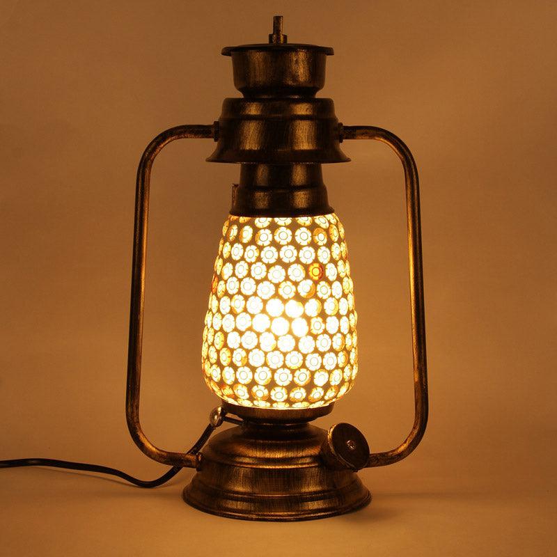 Navina Mosaic Lantern Iron Table Lamp - Gold,White media 4