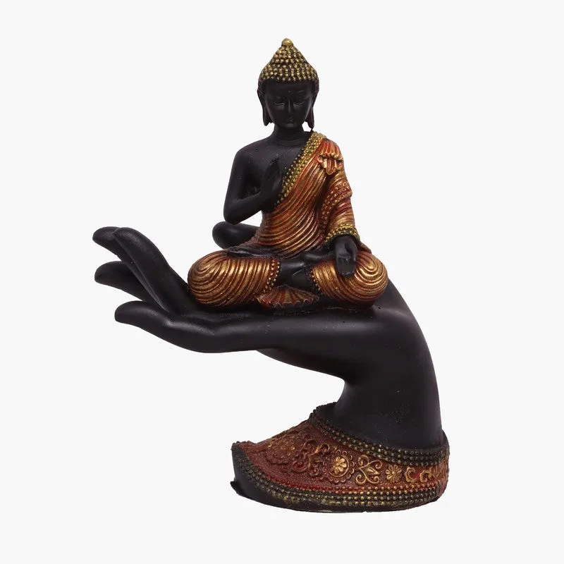 Meditating Buddha Polyresin Idol (Black) - Set Of Three media 6