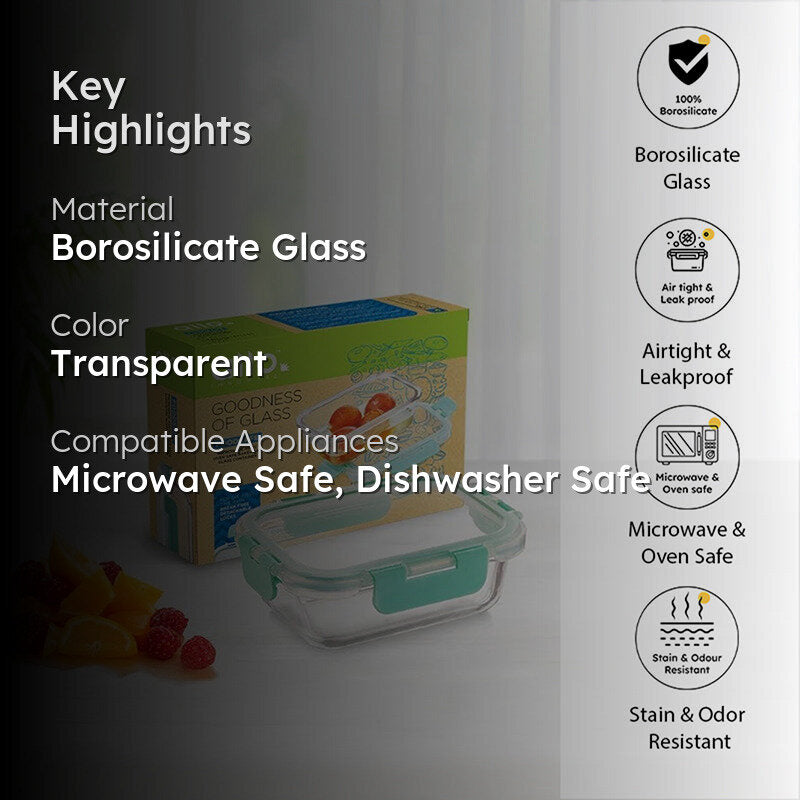 Crusade Rectangle Glass Container - 640 ML media 2