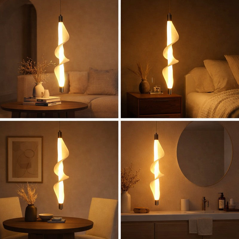 Whisper Spiral Metal And Fabric Ceiling Lamp media 5